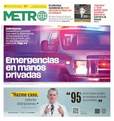 Portada del periódico Metro Puerto Rico